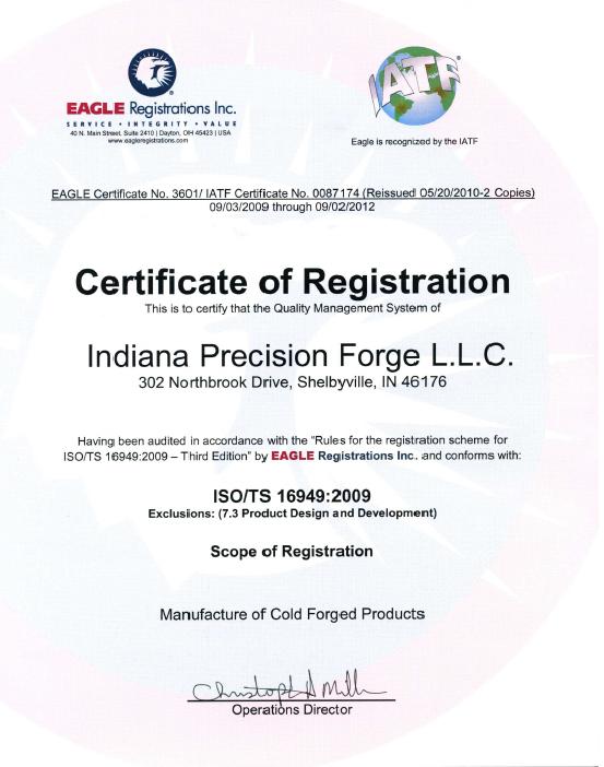 IPF's TS16949 Certificate