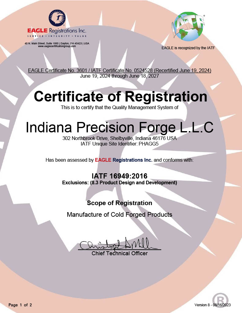 IPF's IATF16949 Certificate